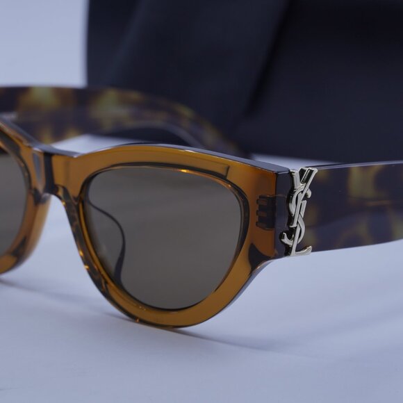 Saint Laurent SL M94/F 008 Cat Eye Sunglasses - Transparent Brown/Havana - Picture 4 of 12